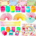 32 Pack Valentines Cards for Kids Classroom with Rainbow Coil Spring Stress Relieve Anxiety Toys, Valentines Day Gifts For Kids Boys Girls Game Prizes Party Favors Supplies