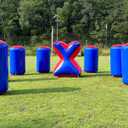 Inflatable Air Archery Bunker Set with Pump for Paintball, Airsoft, Archery Tag, Laser Tag, Soft Foam Dart Toy Rifle, Water Gun (2 Pieces,Blue and Red)