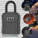 Key Lock BoxPortable Waterproof 4 Digits Combination Lockbox with Removable ShackleResettable Code Safe Security Lock Box for Home, Office, Garage, Apartment Spare Key Storage (1 Pack, Black)