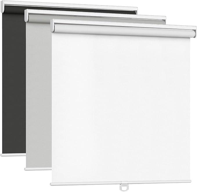LazBlinds Cordless Roller Shades, Free-Stop Blackout Roller Blinds with Cassette Valance, Thermal Insulated UV Protection Waterproof, Roll Up Blinds for Windows, 25'' W x 72'' H, Grey