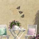 Peryiter 5 Pcs Metal Bee Wall Art Farmhouse Honey Bee Honey Comb Decor Wire Metal Wall Decor Hanging for Living Room Garden Bedroom Office Home (Black, Gold)