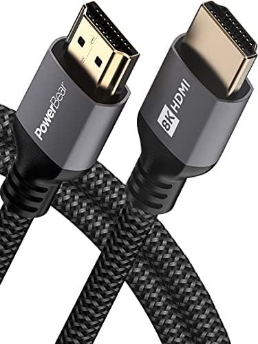 PowerBear 10K 8K HDMI 2.1 Cable 3 ft | Short HDMI Cable, 48Gbps High Speed 4K@120Hz Braided Cord 144Hz 8K@60Hz, eARC, Dynamic HDR 10, for Laptop, Monitor, PS5, PS4, Xbox One