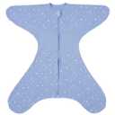 GROWNSY Transitional Swaddle Sleep Sack 3-6 Months, 100% Cotton Starfish Design Baby Swaddle Sack, Dual-Zipper for Easy Diaper Changes, Proper Hip Development & Openable Foot Button, 12-20lbs, Blue