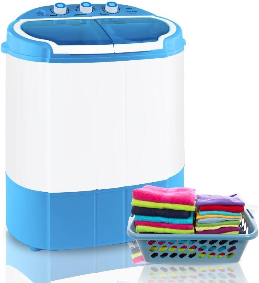 Pyle Upgraded Version Pyle Portable Washer & Spin Dryer, Mini Washing Machine, Twin Tubs, Spin Cycle w/Hose, 11lbs. Capacity, 110V - Ideal For Compact Laundry
