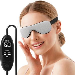 Heated Eye Mask Warm Compress for Dry Eyes, USB Electric Heating Pad for Stye & Chalazion Eye Treatment, Eye Sleep Mask for Dark Circles and Puffiness Relief, FSA Eligible (Gray)