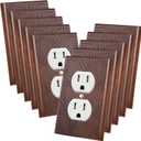 Pinkunn 10 Pack Walnut Wood Light Switch Cover Plate Boho Brown Wooden Outlet Covers Decorative Vintage Switch Wall Plates for Bedroom Kitchen Home Decor(Rainbow,Double Hole)