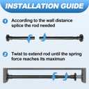 Black Shower Curtain Rod 31 to 80 Inch,1 Inch Diameter Adjustable Spring Tension Stainless Steel Telescoping Rod,Easy Install,No Rust