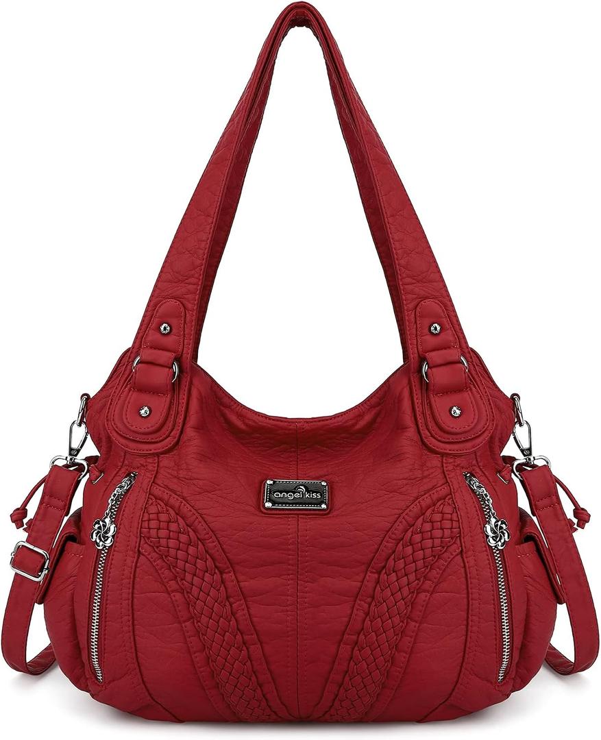 Purses and Handbags Women Fashion Tote Bag Shoulder Bags Top Handle Satchel Purses Washed Synthetic Leather Handbag