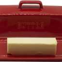 Ceramic Butter Dish With Lid for Countertop, Covered Butter Holder With Lid, Red Butter Container, Butter Tray With Handle