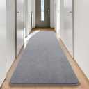 Keeko 2x6 Runner Rug, Grey Bedroom Bedside Runner Rug Small Carpet Living Room Area Throw Rugs for Hallway Soft Indoor Memory Foam Rugs for Teen Kids Classroom Nursery Dorm Laundry Room Decor