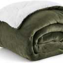 Bedsure GentleSoft Sherpa Fleece Twin Size Blanket for Couch, Non-Heated, Thick and Warm Throw for Women and Men, Soft Fuzzy Plush Twin Blanket for Winter, Olive Green, 60x80 Inches