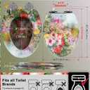 Angol Shiold Elongated Resin Toilet Seat Flowers, Slow Close Quick Release Metal Zinc Alloy Hinge Easy to Install also Easy to Clean, Decorative Acrylic Seats(19 Inch, Abstract Floral Art Print)