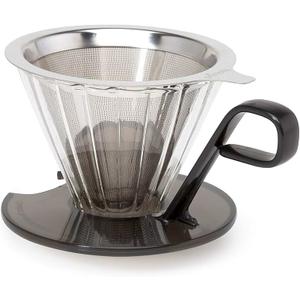 Primula Seneca Pour Over Coffee Maker Removable Ultra Fine Micro Mesh Stainless Steel Filter, 4.8 x 4.8 x 4.8 inches, Black