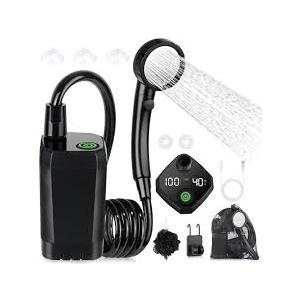Portable Shower for Camping, [Long-Lasting] Spopal 6000mAh Rechargeable Camping Shower with Intelligent LED Display, 4 Spray Modes, IPX7 Waterproof Outdoor Camp Pump for Hiking, Travel, Car, Pet