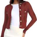 DeftSharp Women's V-Neck Knit Cardigan - Long Sleeve Button-Up Sweater Casual Formal Wear (Red, M)