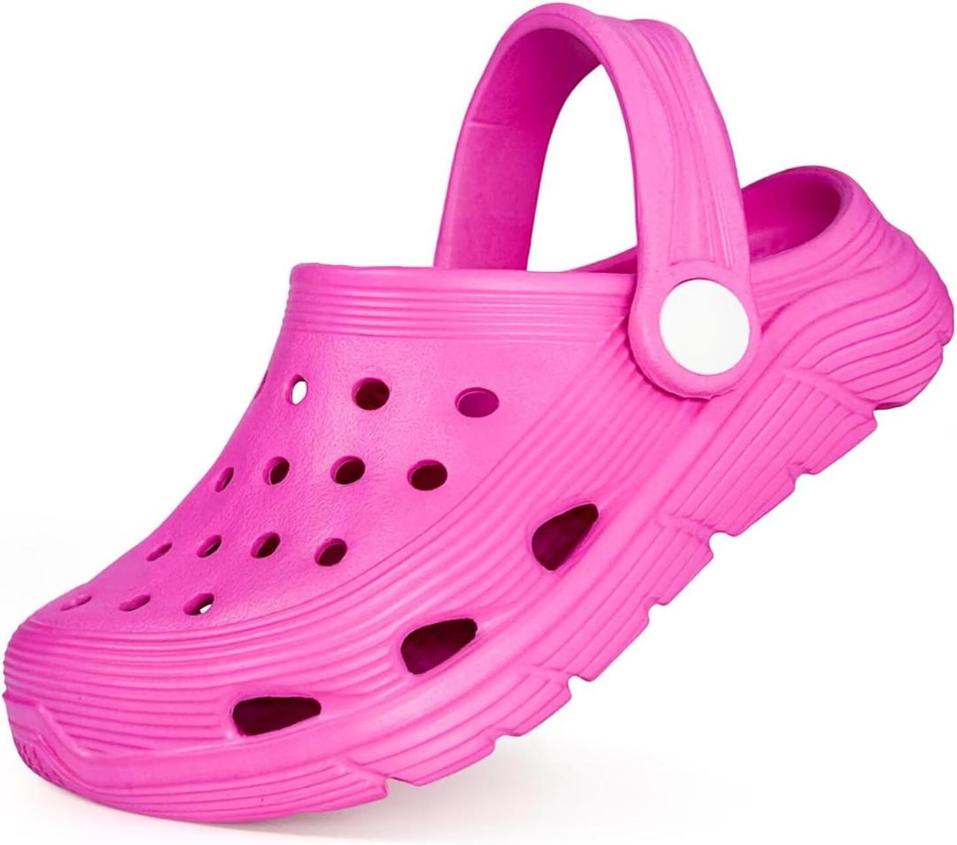 Toddler Kids Garden Clog Slip On Slide Sandals Beach Water Shoes (12-13 Little Kid, Hot Pink)
