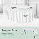 BDDC Table Skirts for Rectangle Tables 6ft  OnePiece White Tablecloths and Skirt, Wrinkle Resistant Ruffles Elastic Cover for Banquets, Weddings, Events, Parties