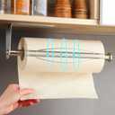SUNTECH Paper Towel Holder Under Cabinet, One Hand Tear, Self-Adhesive or Drilling Paper Towel Rack Wall Mount for Kitchen, Stainless Steel
