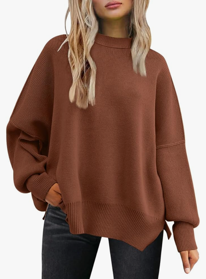 LILLUSORY Women's Oversized Batwing Sweaters 2025 Fall Outfits Trendy Crewneck Knit Side Slit Fashion Pullover Tops, XL LILLUSORY Women's Oversized Batwing Sweaters 2025 Fall Outfits Trendy Crewneck Knit Side Slit Fashion Pullover Tops, XL