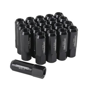 Extended Forged Aluminum Tuner Racing Lug Nut 20PCS - M14x1.5 Thread, 60MM Length, Black