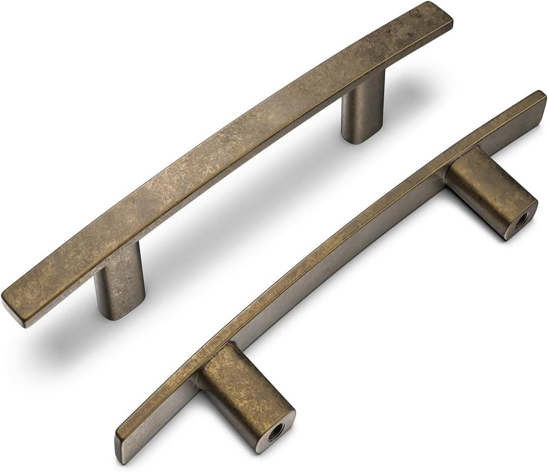 homdiy 30 Pack Solid Heavy Duty Zinc Alloy Cabinet Handles, Antique Brass Cabinet Pulls, 3-3/4 Inch Hole Center Arch Drawer Pulls Retro Hardware for Kitchen Bathroom Cupboard