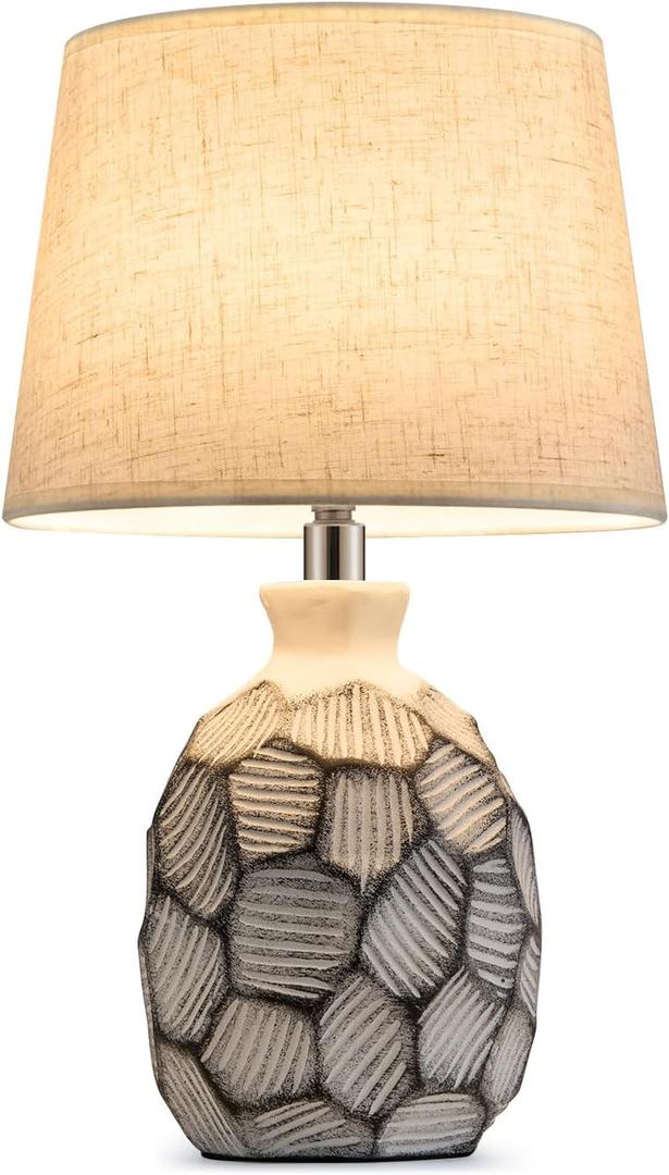 13” Small Ceramic Cordless Table Lamp, Rechargeable Battery Operated with Remote Control, Timer, RGB, Farmhouse Dimmable Bedside Lamp Warm Light for Bedroom Living Room Kitchen Bathroom Patio