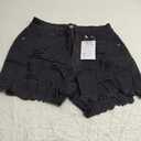 Metietila Women's High Waisted Stretchy Denim Shorts Ripped Raw Hem Summer Jeans Shorts Black L