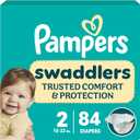 Pampers Swaddlers Diapers, Size 2 (10-22 lbs), 84 Count, Fragrance Free, Hypoallergenic, Absorbent, Pediatrician Recommended, Skin Safe