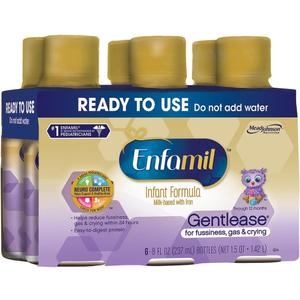 Enfamil NeuroPro Gentlease Ready-to-Feed with Smaller Proteins for Easy Digestion, Brain Supporting DHA, Prebiotic, HuMO6* Blend, Baby Formula for easing Fussiness, Crying, Gas, Spit-up in 24hrs, 8 Fl Oz Bottles (6 Count), BB Date: 08/01/2026