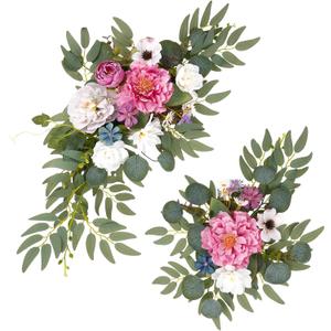 Wedding Arch Decorations 2 Pack - Reusable Artificial Hanging Flowers Floral Swag Greenery Garland for Wedding Welcome Sign Backdrop Bridal Ceremony Reception Backdrop, Baby Shower
