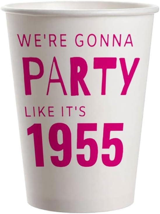 SharkBliss 1955 70th Birthday Party Cups, 20 Pack 9oz Pink We're Gonna Party Like It's 1955 70th Birthday Disposable Paper Cups for His Her Seventy 70th Birthday (Gonna 1955)