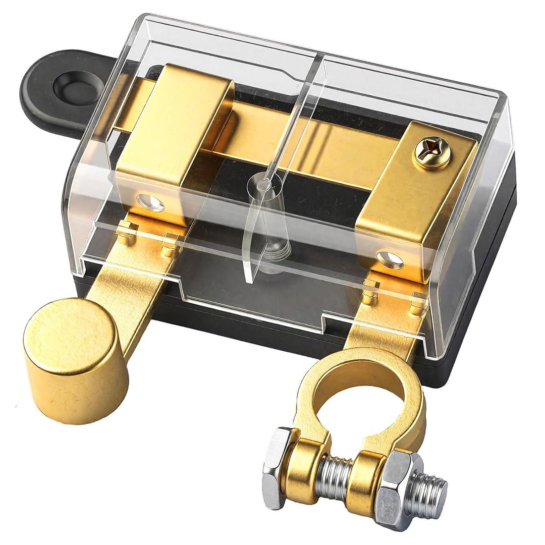 Battery Disconnect Switch, 12V 24V Car Negative Battery Disconnect Switch, Solid Brass, for Auto Car RV-Marine Boat Truck Etc. (Side Post)