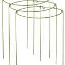 3 Pack Plant Support Stakes, Adjustable Plant Ring Cages with Green Rubber Wrapping, Ideal for Orchids, Indoor and Outdoor Potted Plants, 10" Wide x 17" High