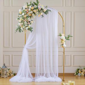 White Tulle Backdrop Curtain Decoration Chiffon Sheer Drapes for Backdrop Fabric for Wedding 5x10FT, 4 Panels