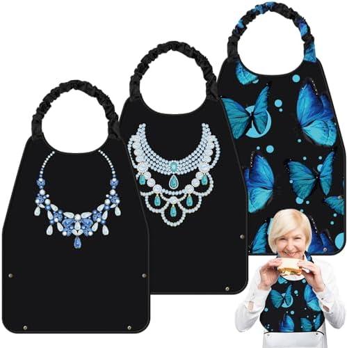 Shihanee 3 Pcs Adult Bibs for Women Adjustable Neck Closure Bibs Waterproof Clothing Protector with Crumb Catcher