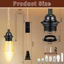 6 Pcs 15 Ft Pendant Light Cord lamp kit Vintage Ceiling Hanging Lights with Plug in Cord with Twisted Nylon Rope with Switch E26 Socket for Kitchen Farmhouse Bedroom DIY Decor