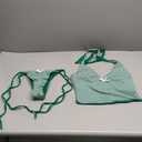 seamoly Red Gingham Floral Printed Halter Tie Side Chic Tankini Set (Small, Deep Green)