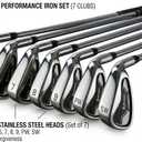XDriveMax 15-Piece Men's Right Handed Complete Golf Club Set - Forged Titanium 10.5° Driver, #3 Fairway, #4 Hybrid, 5-SW Stainless Steel Irons, Putter and Lightweight Stand Bag - Right,Grey