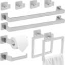 10 Pcs Silver Bathroom Hardware Accessories Set, 23.6 Inch Bath Towel Bar Kit with Towel Racks Ring and Hooks Paper Holder, 304 Stainless Steel Bathroom Hardware Set for Wall Mounted