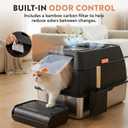 XL Stainless Steel Cat Litter Box with Enclosure and Pooper Scooper - Durable Black Metal Litter Box for Big Cats, High Sides for Anti-Leakage, Never Absorbs Odors, Non-Sticky - (60x40cm) (Black)