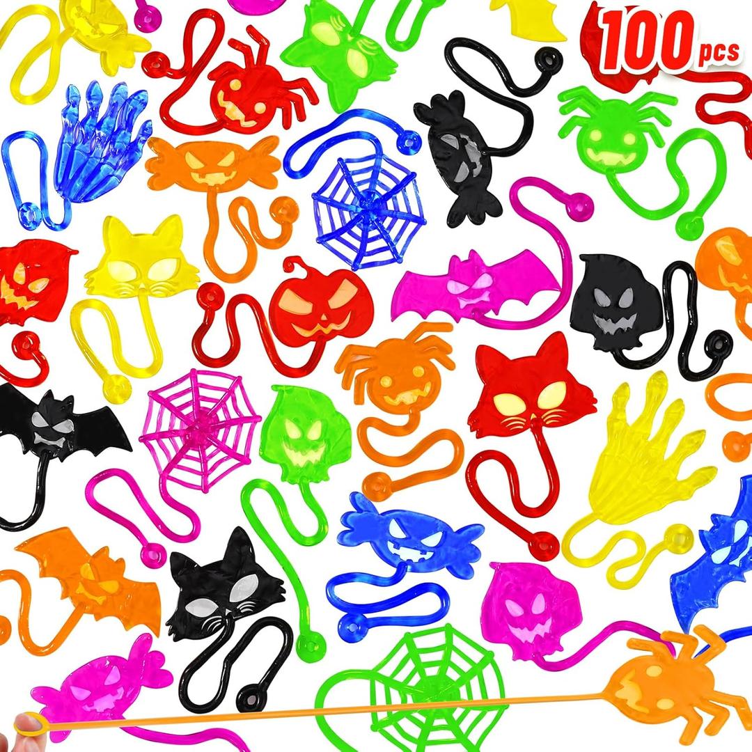 100PCS Halloween Sticky Hands Party Favors Treats Bags Toys for Kids,Bulk Halloween Toys for Goodie Bag Stuffers Basket stuffers Candy Bags Fillers Classroom Exchange Prizes