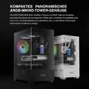 GAMDIAS Micro-ATX Tower Computer Case with Tempered Glass, Gaming M-ATX PC Case with 3X 120mm ARGB Fans, Support Up to 5X Fans Airflow, 240mm AIO/Radiator, 280mm GPU/VGA, 155mm CPU Cooler, 150mm PSU