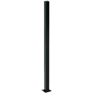 US Door and Fence, 2 in. x 4 ft. Black Metal Fence Post with Flange Cap, FPSO248PUS
