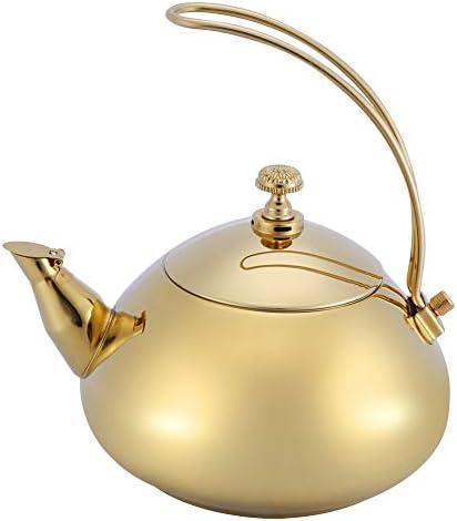 1.5L Stainless Steel Teakettle Classical Teapot Teakettle Fast Water Heating Boiling Pot (Gold)