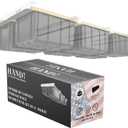 HANDT Overhead Garage Storage Rack, Connectable Heavy Duty Metal Ceiling Rails For Garage Storage Organization Shelving System, Hanging Racks For Tote Containers, Supports Up To 6 Bins, 4 Sets White