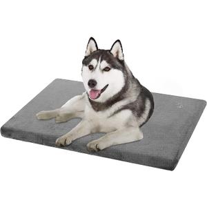 EMPSIGN Stylish Dog Bed Mat Dog Crate Pad Mattress Reversible (Cool & Warm), Water Proof Linings, Removable Machine Washable Cover, Firm Support Pet Crate Bed for Small to XX-Large Dogs, Grey (L(35"*22"*3"))