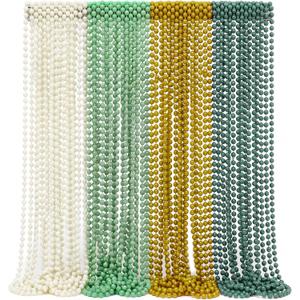 Suncalla 48 Pcs Sage Green Beads Necklace Summer Bead Necklaces Accessory Set Mix Color Dress up Accessories Parade Throws Bulk for Summer Birthday Bridal Shower Party Favor Supplies
