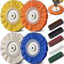 BURMONG 8" Airway Buffing Wheels for 4.5" Angle Grinder, 9PCS Buffer Polisher Wheel for Car, Aluminum Metal Polishing Wheel Pad and Compound Kit for Mirror Finish (5/8" Arbor Hole)