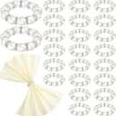 24 Pcs Silver Pearl Napkin Rings - Beaded Weddings Serviette Rings for Dinner Reception Party Banquet Table Decor