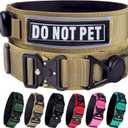 AirTag Dog Collar, 2" Wide Tactical Military Army Dog Collar with AirTag Holder & 3 Pet Patches, Soft Padded Reflective Waterproof Nylon Collar with Metal Buckle for Large Dogs (Khaki, L) (L: 17.7-24.4)